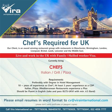 chef visa for restaurants uk.